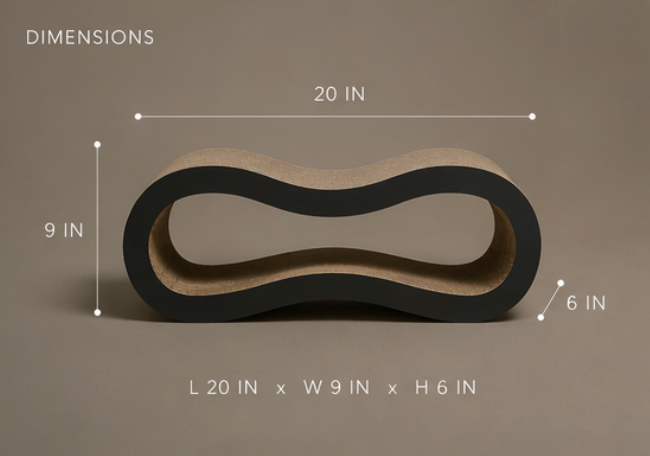 Measurement chart of a unique-shaped object with dimensions on a brown background